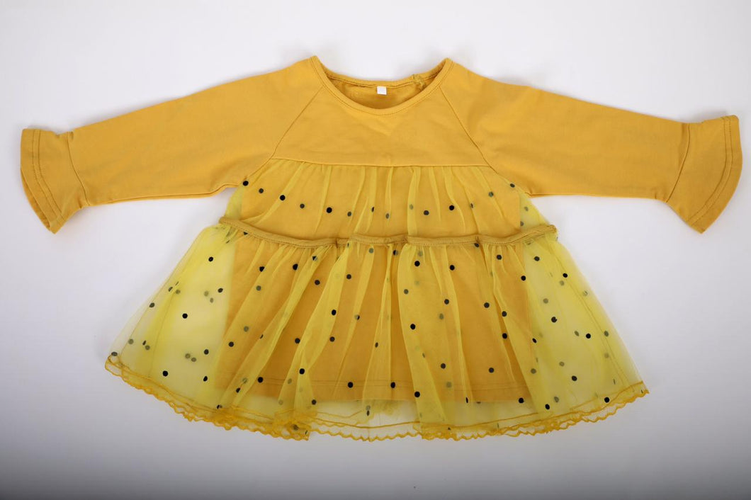 Yellow polka dot long sleeve dress